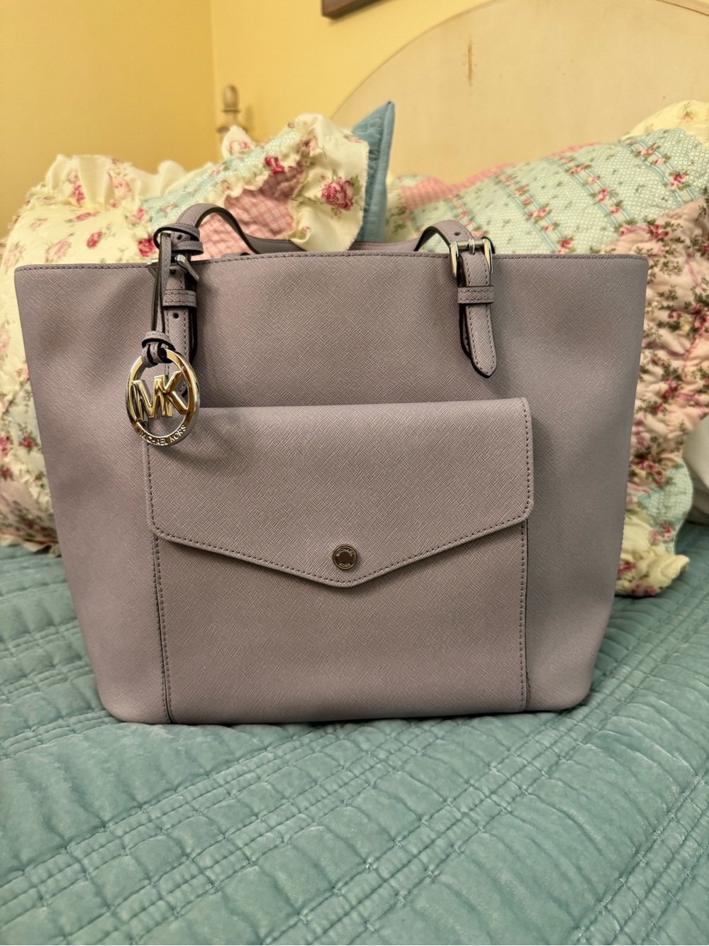Michael Kors Lavender Saffiano Leather Tote with Front Pocket